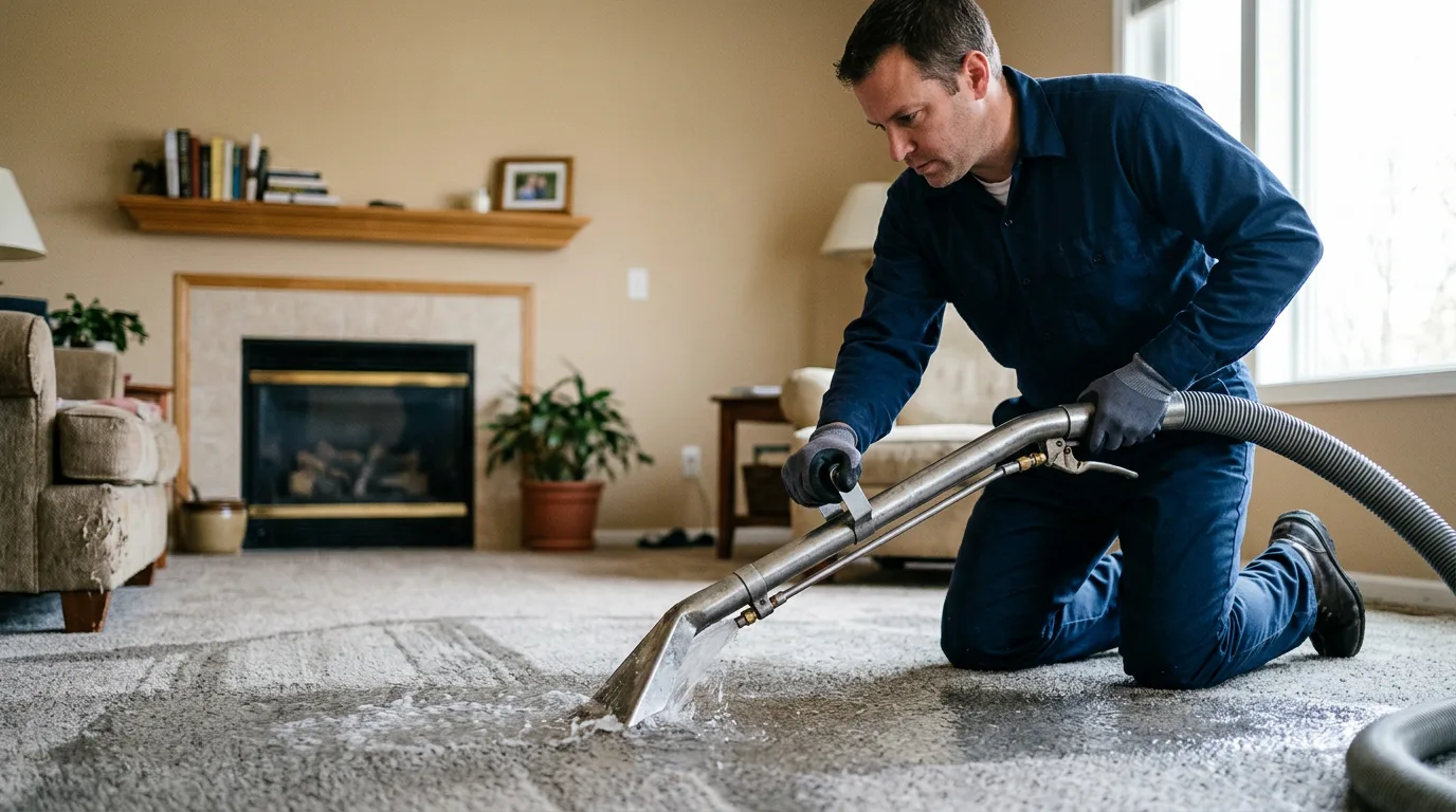 Water damage restoration technician working near Rover, AR